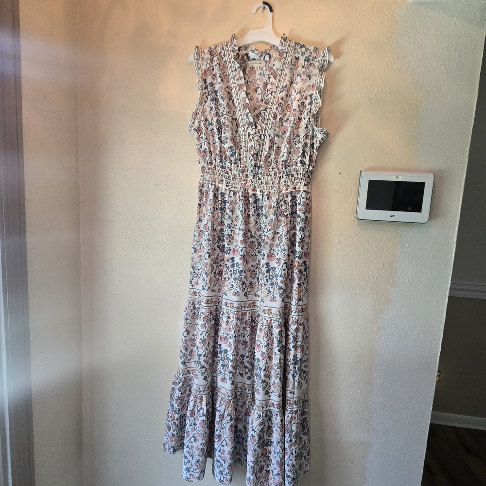 Max Studio Pink and Blue Floral Maxi Dress